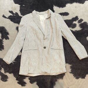 H&M Linen Striped Blazer